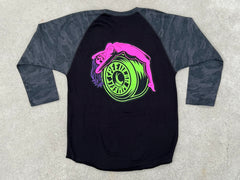 Raglan 3/4 sleeve T-Shirt 'Bombshell Army' (Black/Storm Camo)