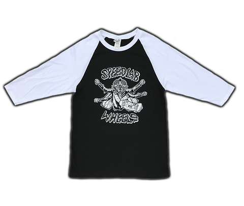 Raglan 3/4 sleeve T-Shirt 'Skate Fly' (Black/White)