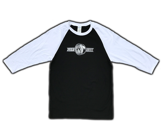 Raglan 3/4 sleeve T-Shirt 'Wheel Logo' (Black/White)