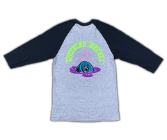 Raglan 3/4 sleeve T-Shirt 'Melting Wheel' (Grey/Navy)