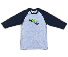 Raglan 3/4 sleeve T-Shirt 'Melting Wheel' (Grey/Navy)