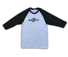Raglan 3/4 sleeve T-Shirt 'Sitting Pinup' (Grey/Black)